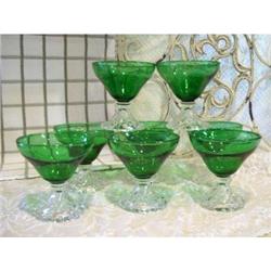 Set of 8 Anchor Hocking Green Bubble Sherbets #2240554