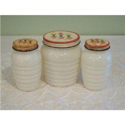 Fire King Ivory Ribbed Glass Range Set #2240562