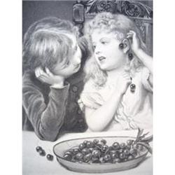1888 Lithograph "Cherry Earrings" #2240596