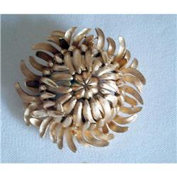 Crown Trifari Chrysanthemum Brooch Signed - #2240736