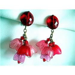 Art Deco Celluloid Flower Dangle Earrings #2240737