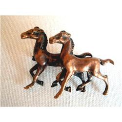 Victorian Copper Cast Figural Brooch - Horses #2240740