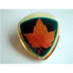Brooch Embedded Lucite Maple Leaf Handmade #2240741