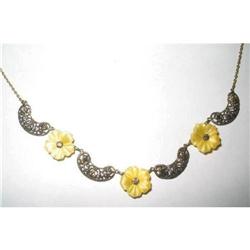 Victorian Necklace Silver Filigree & Celluloid #2240745