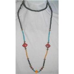 Necklace Diachronic Glass & Lucite Beads 42" #2240746