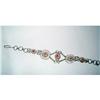 Image 1 : Silver Wire & Pink Rhinestone Link Bracelet - #2240748