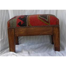 Crafts/Eclectic Footstool w/ Dhurrie Upholstery#2240833