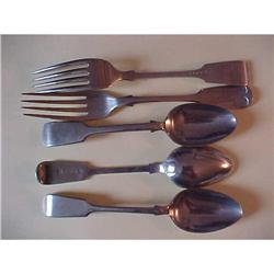 Set 5 pieces Signed Silver Forks & Tablespoons #2240838