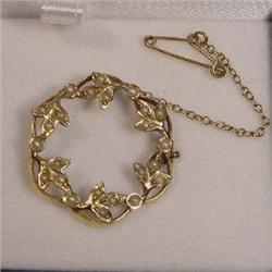 Circlet Brooch, 15ct Gold and Pearls. #2240871
