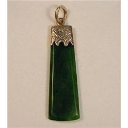 Gold Mounted Jade Fob Pendant. #2240873