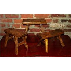 ANTIQUE WOODEN STOOL * FARMER'S POCKET STOOL #2240982