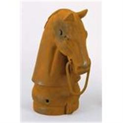 2 CAST IRON RUST FINISH HORSE HEAD POST TOPS #2241017