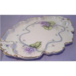 Handpainted Dresser Tray - Violets - Unmarked -#2241054