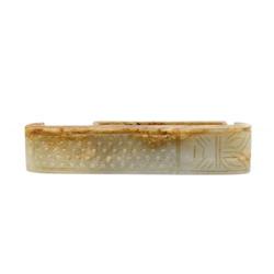19C Chinese White Jade Nephrite Belt Buckle  #2241368