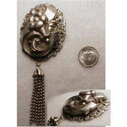 Vintage 4" Nouveau Tassle repousse dress clip #2241446