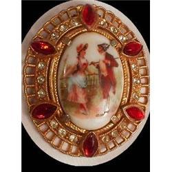 Large Victorian Portrait Jeweled Dress fur clip#2241450