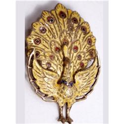 RARE mechanical  EMAMEL Peacock Dress clip #2241459