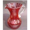 Image 1 : Crackle Glass Large Ruby Colored Pitcher #2241729