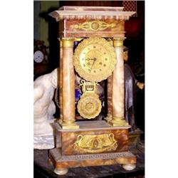 French Empire Marble mantel Clock bronze accent#2241944