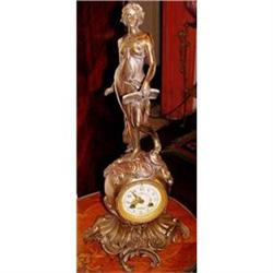 Nouveau French mantle clock  bronze patina #2241946