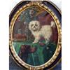 Image 1 : Italian Dog painting  signed oval frame    #2241956