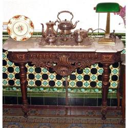 French Gilt carved wood console table marble #2241960