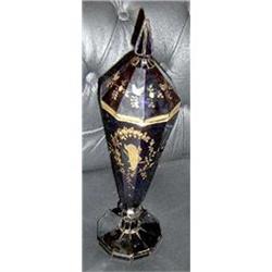 Bohemia Crystal Deep Blue Vase decagon #2241962