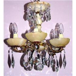French Bronze alabaster  crystal  Chandelier  #2241968