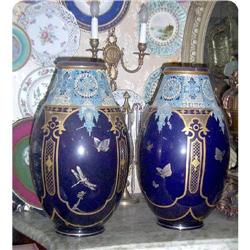 Pair of Large  Sarreguemine Vases  Urns #2241975