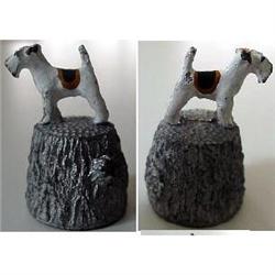THIMBLE W FIGURE OF AIREDALE TERRIER DOG #2242059