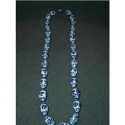 Antique Asian flow Blue porcelain necklace  #2242090