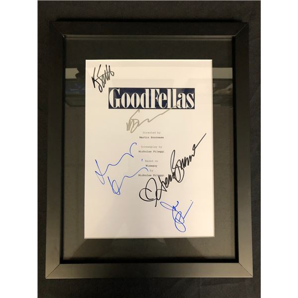 THE GOODFELLAS CAST SIGNED MOVIE SCRIPT COVER FRAMED (RA COA)