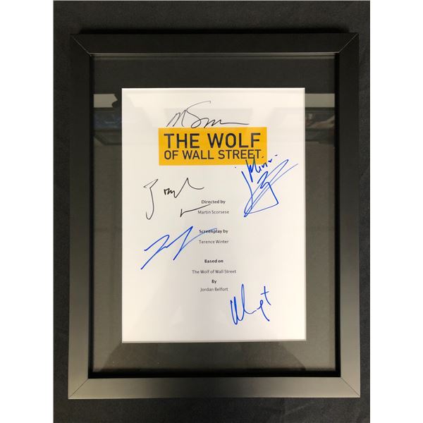 THE WOLF OF WALL STREET CAST SIGNED SCRIPT COVER FRAMED ( RA COA)