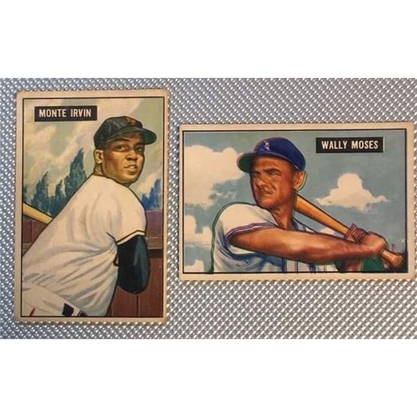 1952 BOWMAN BASEBALL CARD LOT WALLY MOSES AND MONTE IRVIN ROOKIE CARD