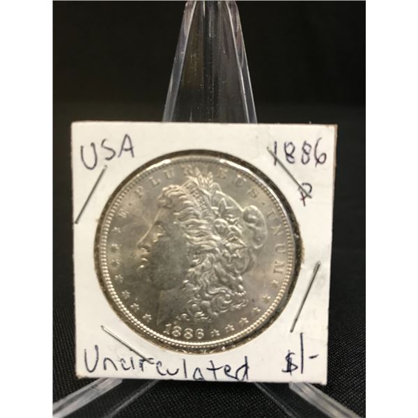 1886 P UNCIRCULATED  MORGAN SILVER DOLLAR .900 SILVER