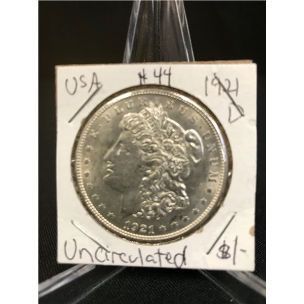 1921 D  UNCIRCULATED MORGAN SILVER DOLLAR  .900 SILVER