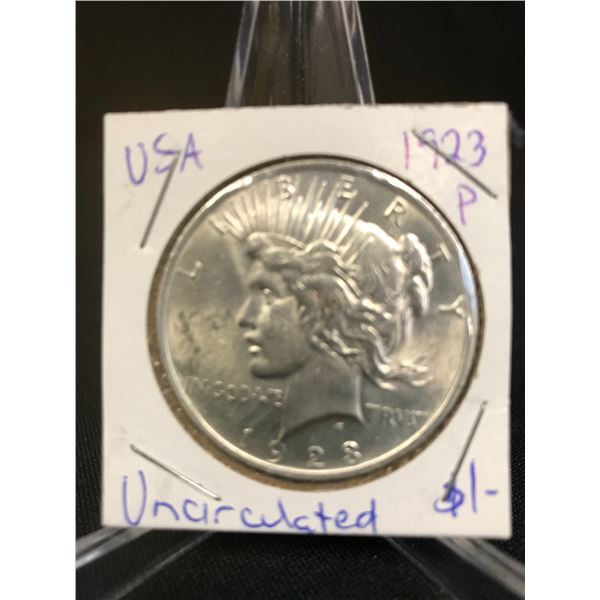 1923 P  UNCIRCULATED PEACE SILVER DOLLAR .900 SILVER