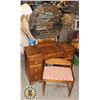 Image 1 : VINTAGE VANITY/ DESK WITH MIRROR