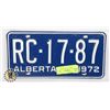 Image 1 : 1972 ALBERTA LICENSE PLATE