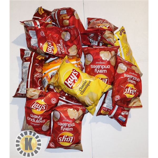 BOX OF ASSORTED CHIPS (ALL PAST BEST BEFORE DATE)