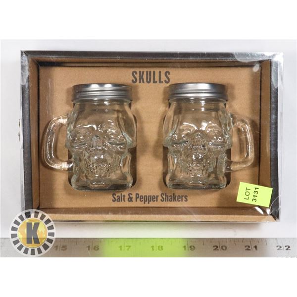 NEW SKULL THEME SALT AND PEPPER SHAKER SET