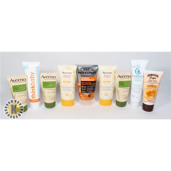 BAG OF ASSORTED FACE/ HAND CREAMS AND SUNSCREEN