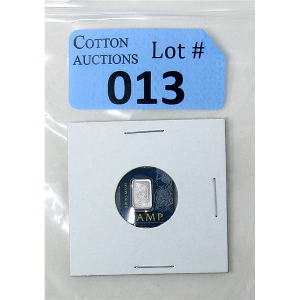 1 Gram .9995 Fine Platinum PAMP Suisse Bar