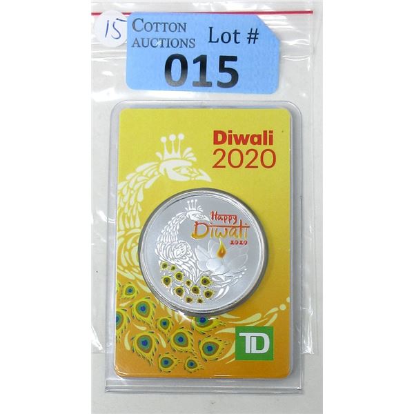 1 Oz. 2020 TD Bank .9999 Silver Diwali Round