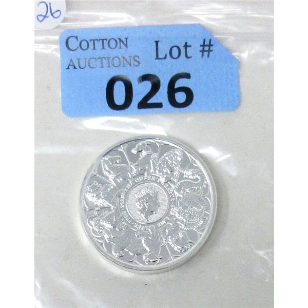 2 Oz .9999 Silver 2021 "The Queens Beasts" Coin