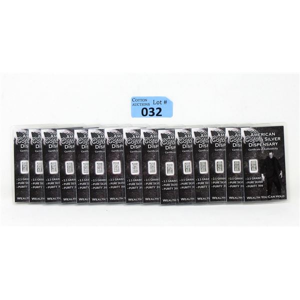 15 x 2.5 Grain .999 Silver "Frankenstein" Bars