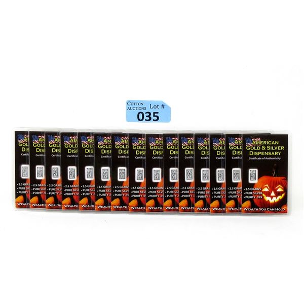 15 x 2.5 Grain .999 Silver "Jack-O-Lantern" Bars