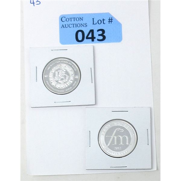 Two 1/2 Oz. .999 Silver 2012 First Majestic Rounds