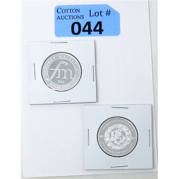 Two 1/2 Oz. .999 Silver 2012 First Majestic Rounds