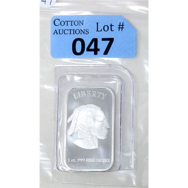 1 Oz .999 Silver Liberty First Nations/Buffalo Bar